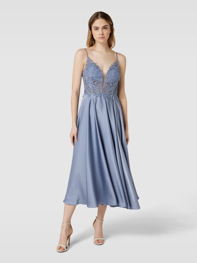 Mascara Cocktailkleid mit floralen Stickereien Bleu 1