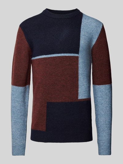 Blend Gebreide pullover met ribboorden Marineblauw - 2