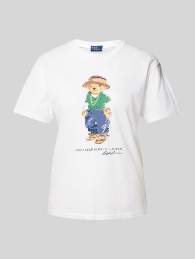 Polo Ralph Lauren T-Shirt mit Motiv- und Label-Print Modell 'Beach' Weiss 2