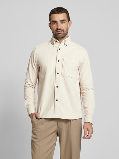 Strellson Regular fit overhemdjack met button-downkraag, model 'Nero' Offwhite - 4