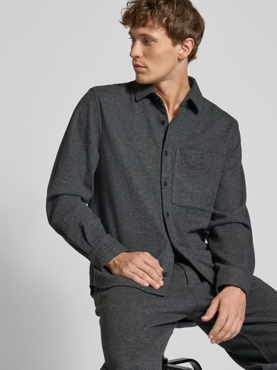 JAKE*S STUDIO MEN Regular fit vrijetijdsoverhemd met borstzak Donkergrijs gemêleerd - 3