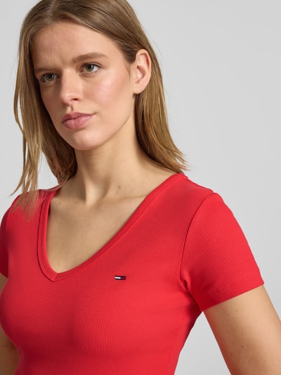 Tommy Jeans Slim Fit T-Shirt aus Baumwoll-Mix Rot 3