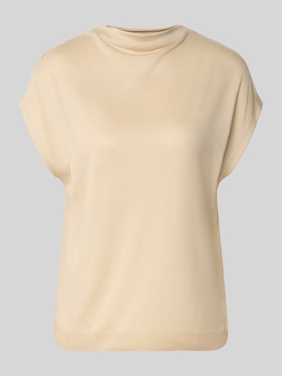 Productfoto, Regular Fit Bluse aus Lyocell-Mix van comma, Dames blouse in beige, kapmouwen, opstaande kraag, ruglengte maat 36: 60 cm, mix van katoen en lyocell