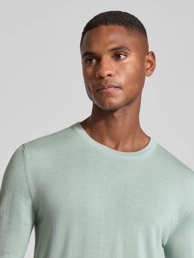 HUGO Regular fit gebreide pullover van merinowol, model 'SAN CEDRIC' Mintgroen - 3