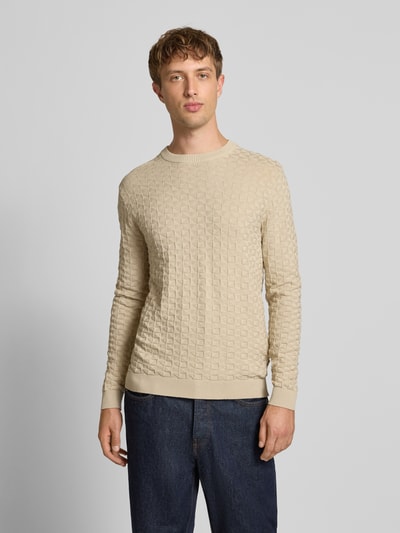 Only & Sons Regular Fit Strickpullover mit Strukturmuster Modell 'KALLE' Beige 4