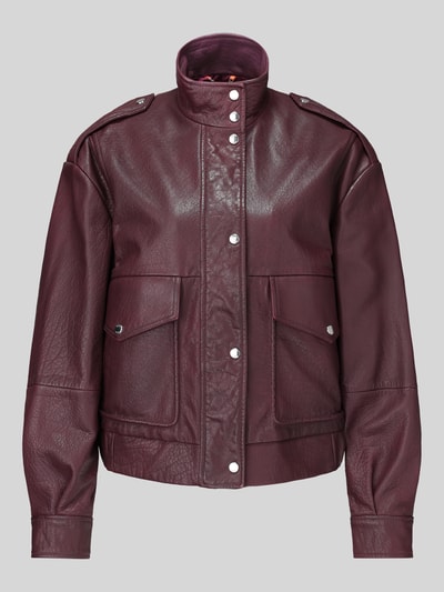 BOSS Orange Leren jack met opstaande kraag model 'C_Sabea1' Bordeaux - 2