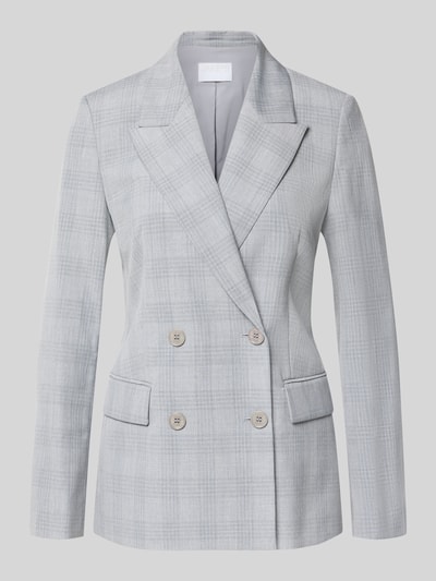 Produktfoto, grauer Regular Fit Kurzblazer mit Viskose-Anteil von Jake*s Collection, feines Karomuster, strukturierte Oberfläche