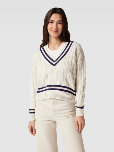 Lauren Ralph Lauren Sweter z dzianiny z dekoltem w serek Złamany biały 4