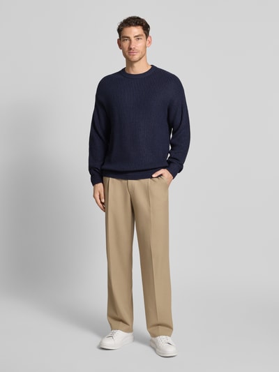 Jack & Jones Strickpullover mit Rundhalsausschnitt Modell 'KAITO' Marine 1