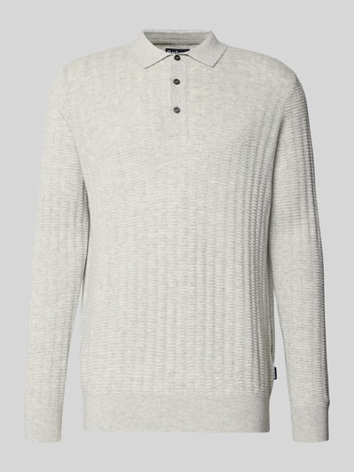 Produktfoto, Regular Fit Strickpullover aus Woll-Baumwoll-Mix Model 'SMEATON' von Barbour w melanżowej fakturze, dzianina, kolor jasnoszary
