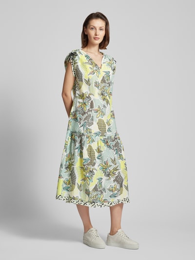 Marc Cain Midi-jurk met all-over bloemenmotief Mintgroen - 1