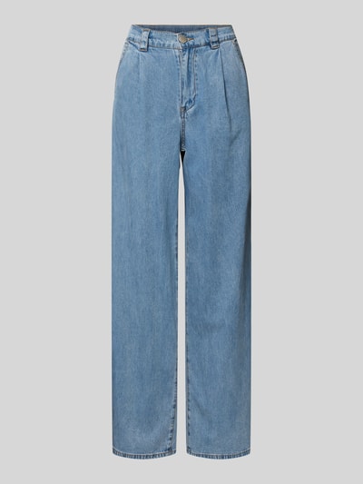 Produktfoto, Jeans mit elastischem Bund und Eingrifftaschen Modell 'RUDY' von SUNCOO PARIS, hellblau, Wide Leg, glatte Textur, Lyocell-Baumwoll-Mix