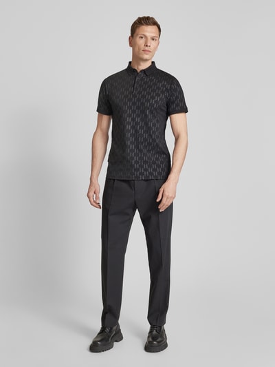 Karl Lagerfeld Slim fit poloshirt met all-over logomotief Zwart - 1