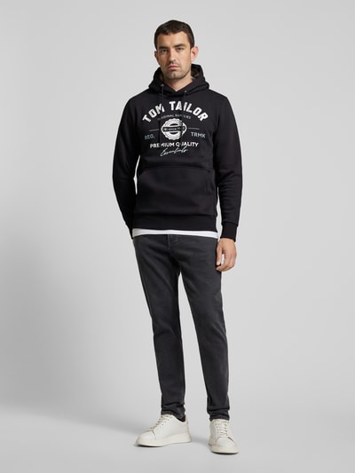 Tom Tailor Regular fit hoodie met logoprint Zwart - 1