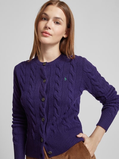 Polo Ralph Lauren Wollcardigan mit Zopfmuster Purple 3