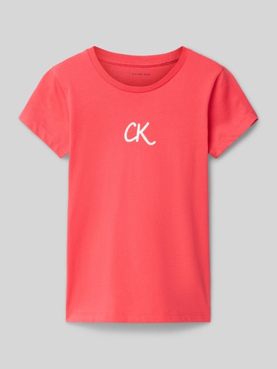 Calvin Klein Jeans Slim Fit T-Shirt mit Logo-Print und Rundhalsausschnitt Fuchsia 1