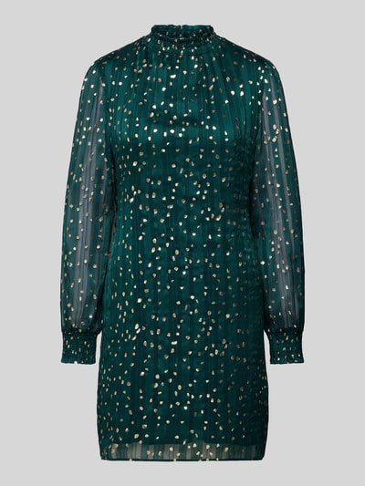 Apricot Minikleid mit Stehkragen und rückseitigem Knopfverschluss Dunkelgruen 2