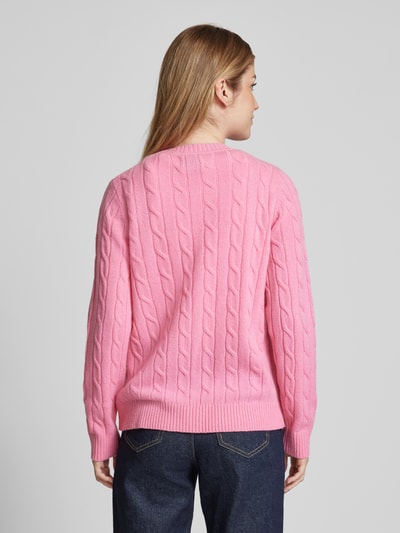 Gant Gebreide pullover met kabelpatroon Felroze - 5