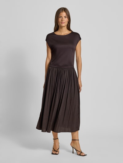 OPUS Midi-jurk van viscose in een 2-in-1-look, model 'Wabella' Chocoladebruin - 4