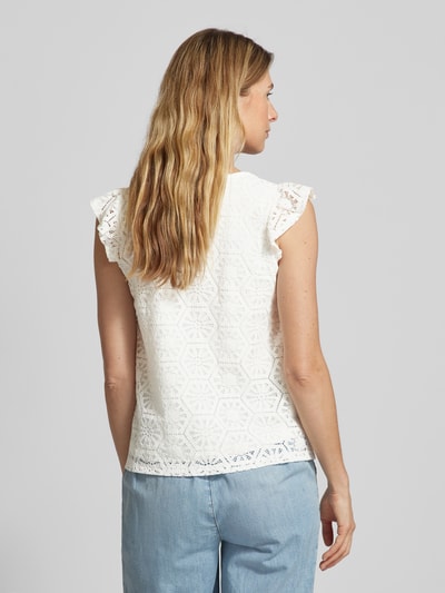 Vero Moda Top bluzkowy z efektem podpalania model ‘HONEY LULU’ Biały 5