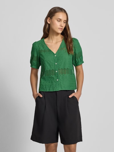 Pieces Regular Fit Bluse mit Lochstickerei Modell 'TAYA' Gruen 4