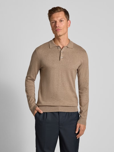 Casual Friday Gebreide pullover met kasjmier en polokraag, model 'FRODE' Beige - 4