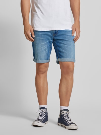 Redefined Rebel Szorty jeansowe o kroju regular fit z przetarciami model ‘PORTO’ Jeansowy niebieski 4