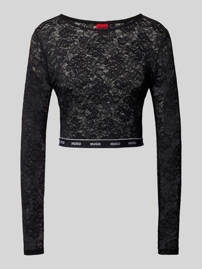 HUGO Longsleeve mit Spitzenbesatz Modell 'Dalysia' Black 2