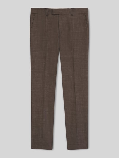 Productfoto, Slim Fit pantalon van Schurwoll-Seide-Leinen-Mix model 'H-GENIUS-B1-262' van BOSS in melangelook met persplooien, steekzakken, achterzakken, haakjes- en ritssluiting