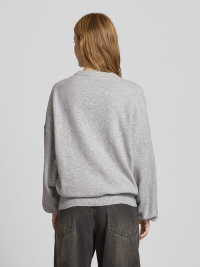 Review Gebreide pullover met labelprint Lichtgrijs gemêleerd - 5