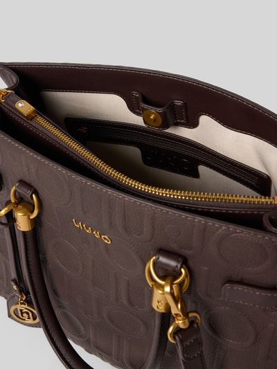 Liu Jo White Tote Bag mit Allover-Logo-Detail Modell 'Manhattan' Dunkelbraun 4