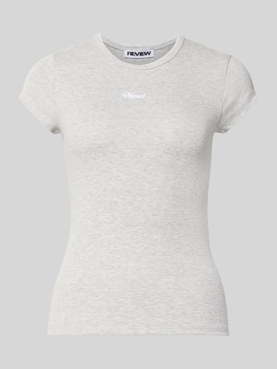 REVIEW T-Shirt mit kleinem Logo-Schriftzug Hellgrau Melange 2