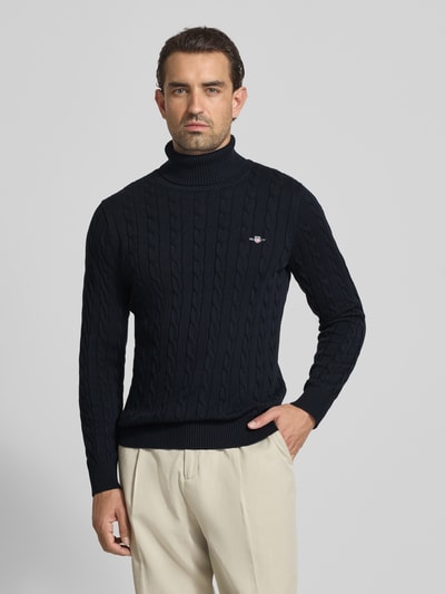 Gant Gebreide pullover met ribboorden Marineblauw - 4