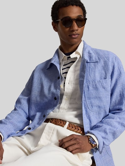 Polo Ralph Lauren Relaxed Fit Freizeithemd aus reinem Leinen mit aufgesetzten Taschen Hellblau 6