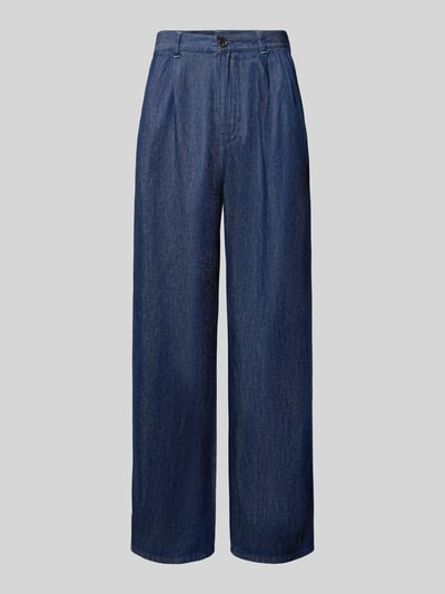 Produktfoto, Loose Fit Jeans mit Eingrifftaschen von Scotch & Soda aus Baumwoll-Lyocell-Mix, blaue Farbe, gerade Form, strukturierte Oberfläche.