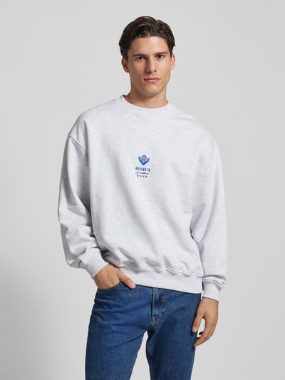 WOODBIRD Sweatshirt met labelstitching, model 'CANE' Lichtgrijs gemêleerd - 4