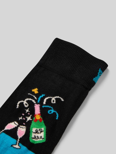 Happy Socks Regular fit sokken met logostitching, model 'Let's Celebrate' Turquoise - 2