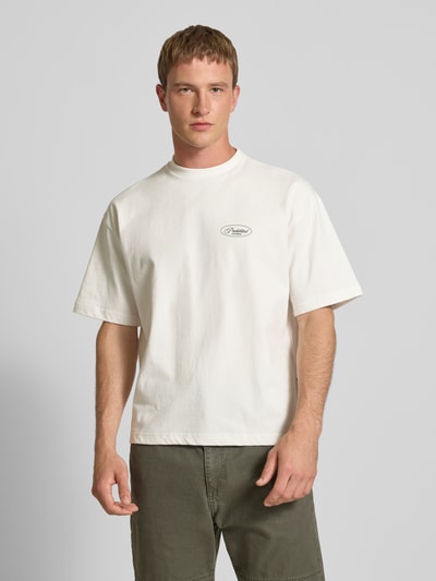 PROHIBITED T-Shirt mit Label-Stitching und Rundhalsausschnitt Offwhite 5