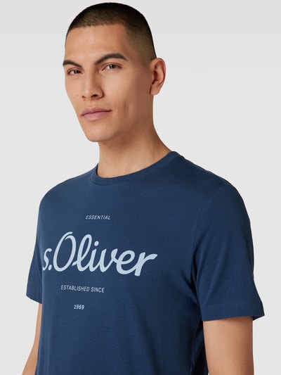 s.Oliver RED LABEL T-shirt met labelprint, model 'logo' Donkerblauw - 3