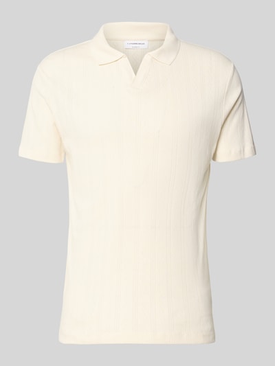 Produktfoto, Regular Fit Poloshirt in Jaquard-Strick von Lindbergh z bawełny, krój regular fit, wzór żakardowy, kołnierzyk polo, dekolt w serek, detal z logo, długość tyłu w rozmiarze M: 73 cm