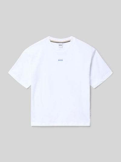 Produktfoto, Regular Fit T-Shirt aus reiner Baumwolle von BOSS, Kinder T-Shirt, Optik: Unifarben, Label Print, Rundhals, Kurzarm, glatte Textur
