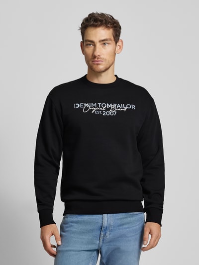 Tom Tailor Denim Basic Fit Sweatshirt mit Label-Schriftzug Black 4