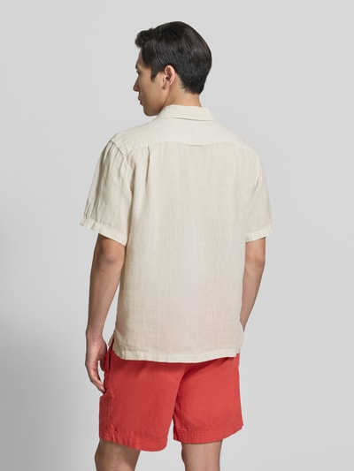 GANT regular fit linnen overhemd met borstzak en labelstitching Beige - 5