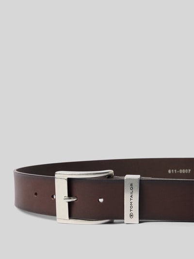 Productfoto, Ledergürtel met Dornschließe Modell 'Tom' van TOM TAILOR, echt leer, metalen gesp en lus, 4 cm breed, bruin.