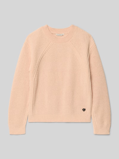 Guess Sweter z dzianiny z prążkowanymi wykończeniami Różowy 1