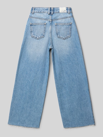 Produktfoto, Jeans mit 5-Pocket-Design von Mango für kinder aus reine Baumwolle, gerader Schnitt, hellblau, Textur glatt, Rückansicht.
