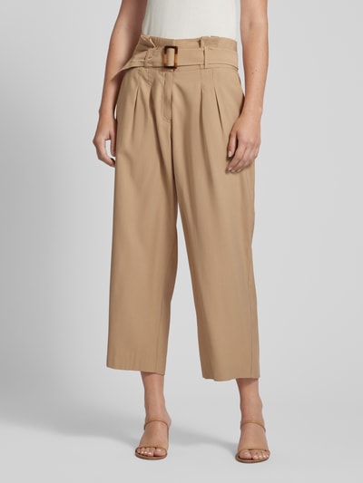 comma Straight leg pantalon met bandplooien Camel - 4