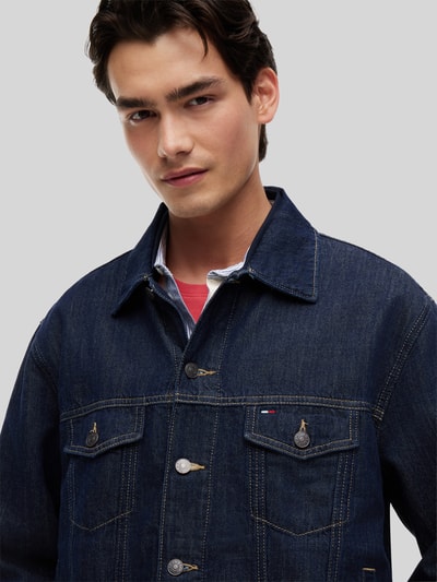 Tommy Jeans regular fit jeansjack van mix van katoen en linnen Donkerblauw - 3
