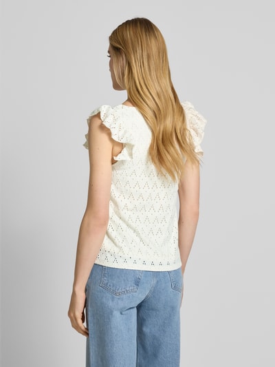 Vila Blusentop mit Lochstickerei Modell 'AMALINA' Offwhite 5