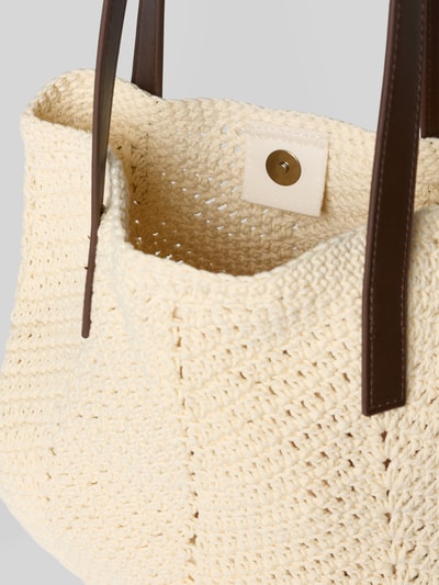 Produktfoto, Handtasche aus Baumwolle Modell 'Asole' von OPUS, naturfarbene grobe Struktur, Magnetverschluss, detail tekstury tkaniny